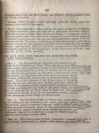 Acts, Resolutions, and Memorials Passed by the First Annual, and Special Sessions, of the Legislative Assembly of Territory of Utah; Begun and Held at Great Salt Lake City, On the 22nd Day of September, A.D. 1851 Also the Constitution of the United States and Act Organizing the Territory of Utah
