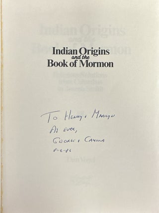 Indian Origins and the Book of Mormon; Religious Solutions from Columbus to Joseph Smith