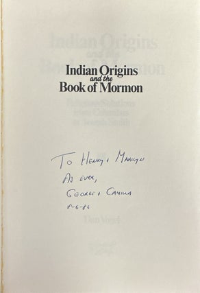 Indian Origins and the Book of Mormon; Religious Solutions from Columbus to Joseph Smith