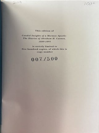 Candid Insights of a Mormon Apostle: The Diaries of Abraham H. Cannon, 1889-1895