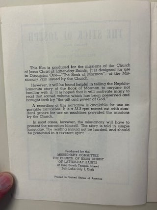 The Stick of Joseph; Reader's Script for a Full-Color Filmstrip of the Book of Mormon
