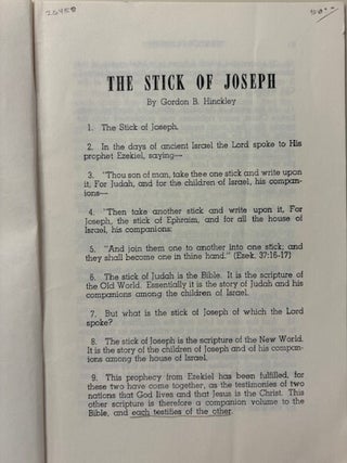 The Stick of Joseph; Reader's Script for a Full-Color Filmstrip of the Book of Mormon