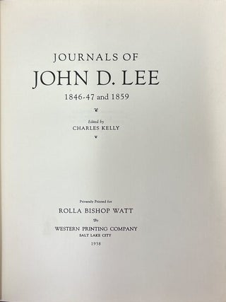 Journals of John D. Lee, 1846-47 and 1859