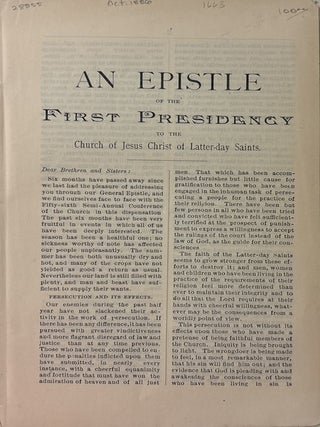 Item #28855 An Epistle Of The First Presidency, To The Church . . . In General Conference...
