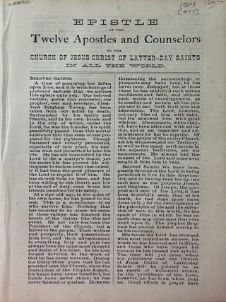 Item #28856 Epistle of the Twelve Apostles and Counselors of the Church of Jesus Christ of...