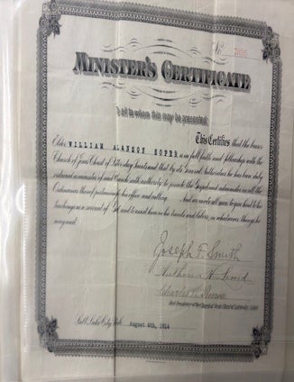 Item #31089 Minister's Certificate