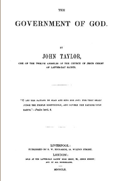 Item #32144 The Government of God. John Taylor.