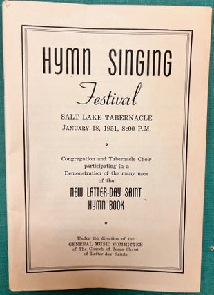 Item #37465 Hymn Singing Festival: Salt Lake Tabernacle, January 18, 1951, 8:00 p.m. Congregation...