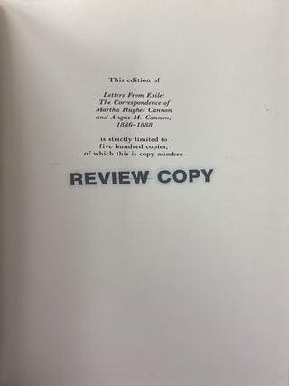 Letters from Exile: The Correspondence of Martha Hughes and Angus M. Cannon, 1886-1888