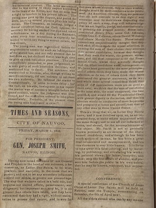 Times and Seasons, three issue lot (Joseph Smith for President)