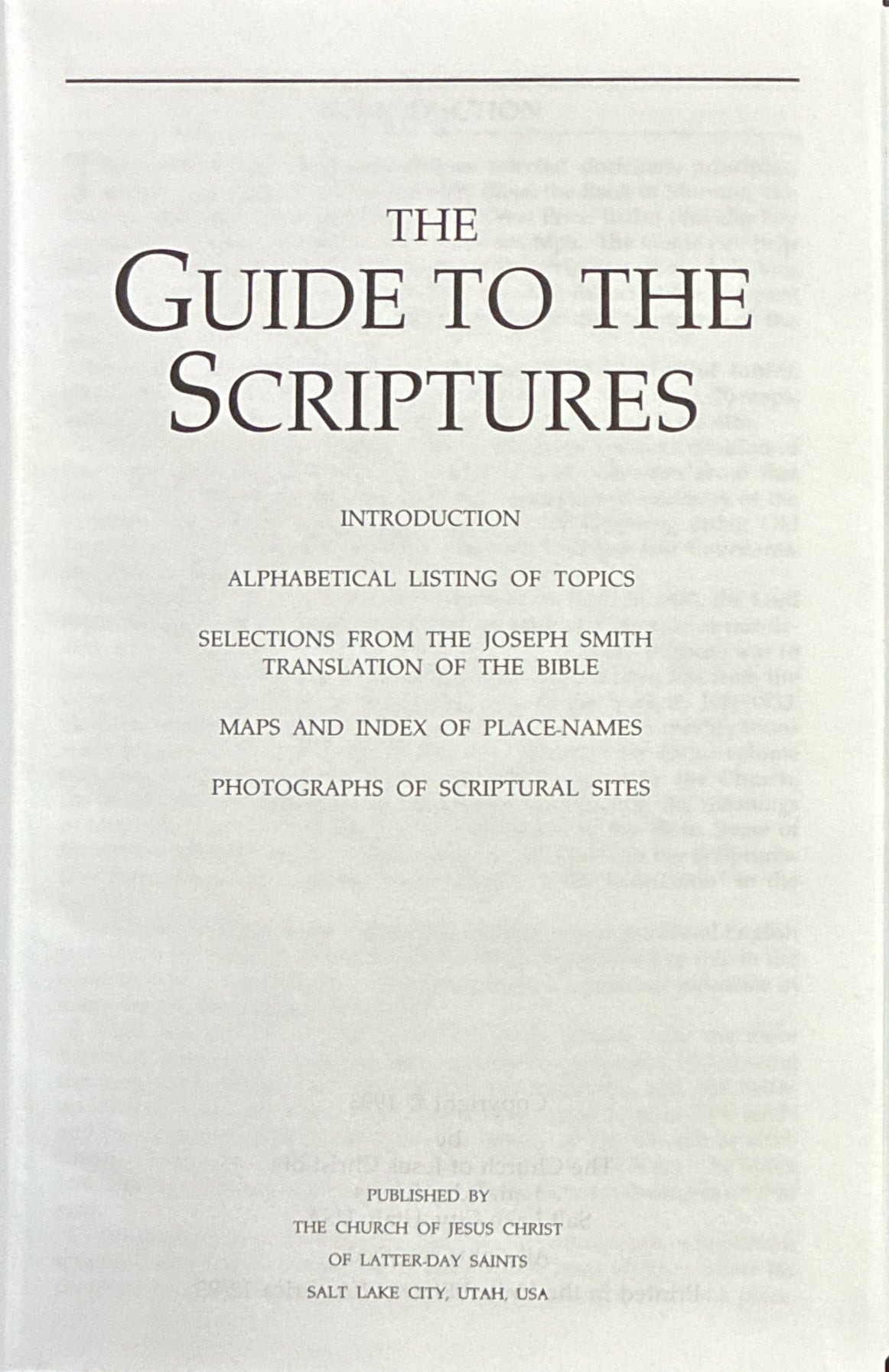 Scriptures Introduction The Guide To The Scriptures; Introduction, Alphabetical Listing of ...